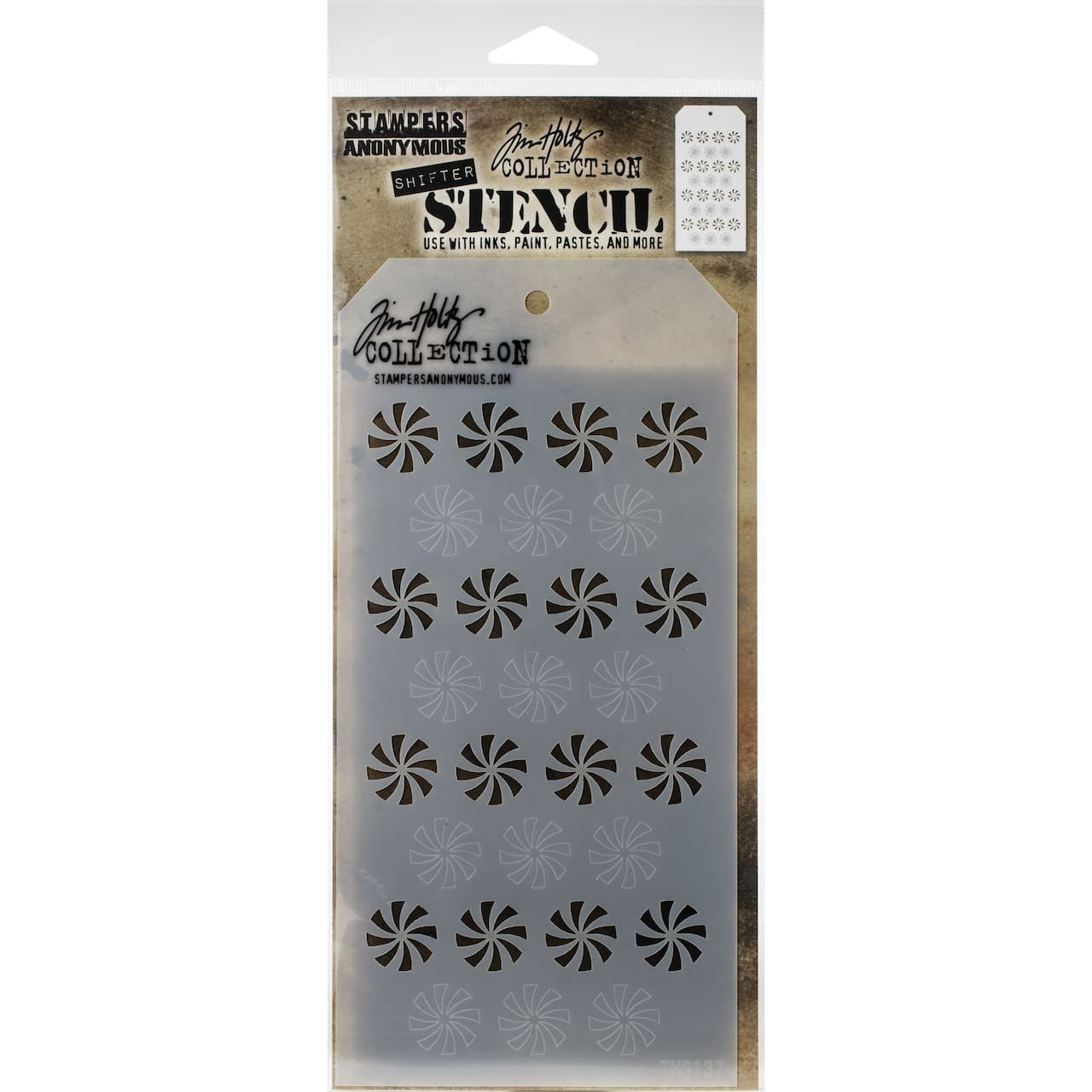 Stampers Anonymous Tim Holtz&#xAE; Shifter Peppermint Layered Stencil, 4&#x22; x 8.5&#x22;